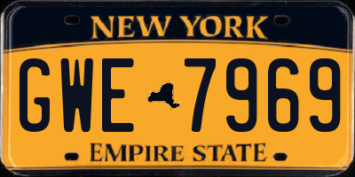 NY license plate GWE7969