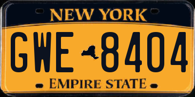 NY license plate GWE8404