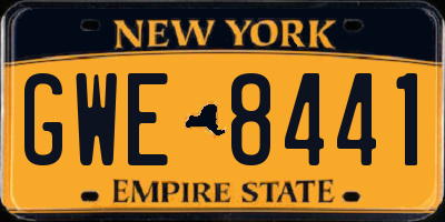 NY license plate GWE8441