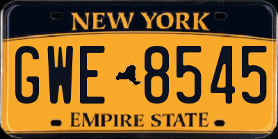 NY license plate GWE8545