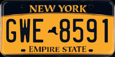 NY license plate GWE8591