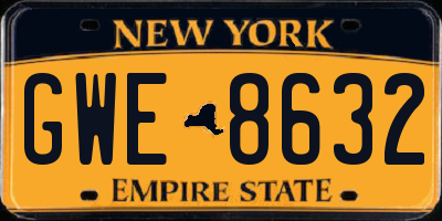 NY license plate GWE8632