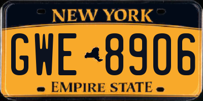 NY license plate GWE8906