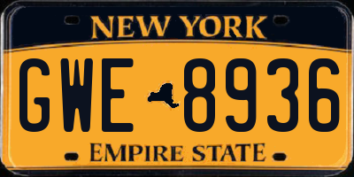 NY license plate GWE8936