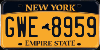 NY license plate GWE8959