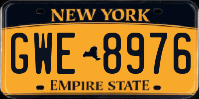 NY license plate GWE8976