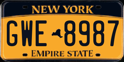 NY license plate GWE8987