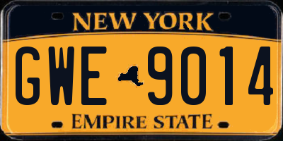 NY license plate GWE9014