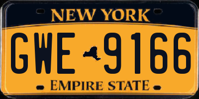 NY license plate GWE9166