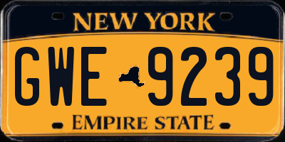 NY license plate GWE9239