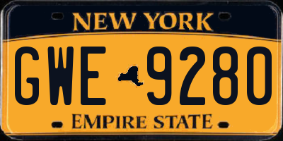 NY license plate GWE9280