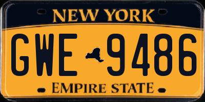 NY license plate GWE9486