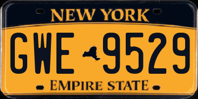 NY license plate GWE9529