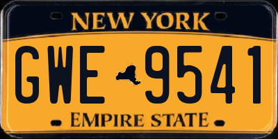 NY license plate GWE9541
