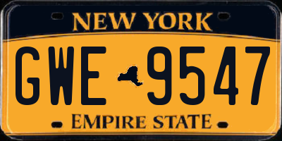 NY license plate GWE9547