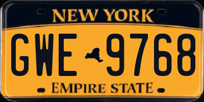 NY license plate GWE9768