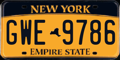 NY license plate GWE9786