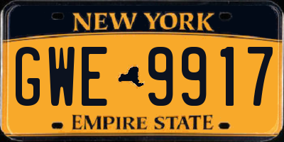 NY license plate GWE9917