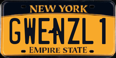 NY license plate GWENZL1