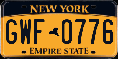 NY license plate GWF0776