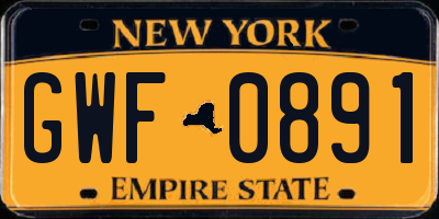 NY license plate GWF0891