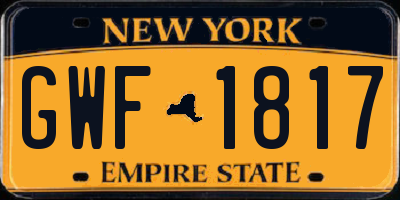 NY license plate GWF1817