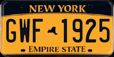 NY license plate GWF1925