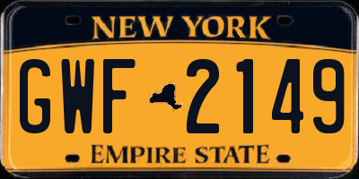 NY license plate GWF2149