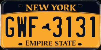 NY license plate GWF3131