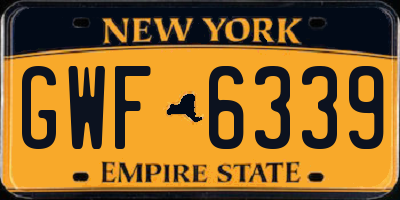 NY license plate GWF6339