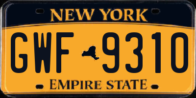 NY license plate GWF9310