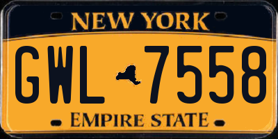 NY license plate GWL7558