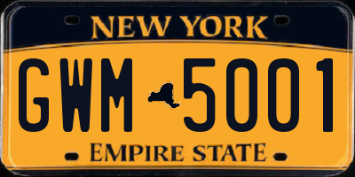 NY license plate GWM5001