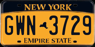NY license plate GWN3729