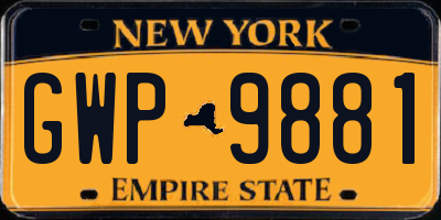 NY license plate GWP9881