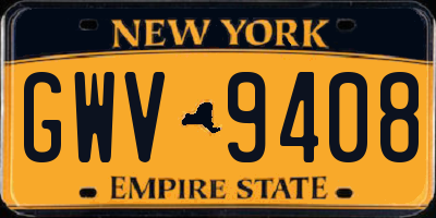 NY license plate GWV9408