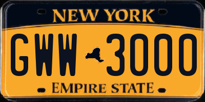 NY license plate GWW3000