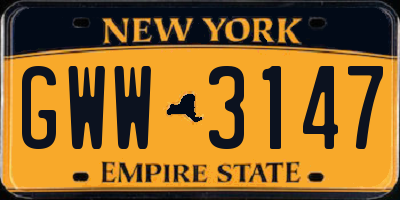 NY license plate GWW3147