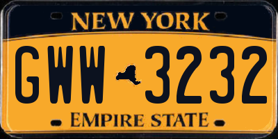 NY license plate GWW3232