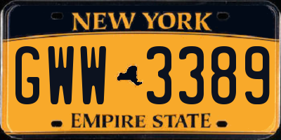 NY license plate GWW3389