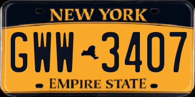 NY license plate GWW3407
