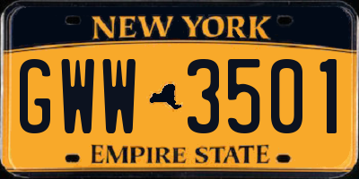 NY license plate GWW3501