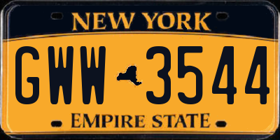 NY license plate GWW3544