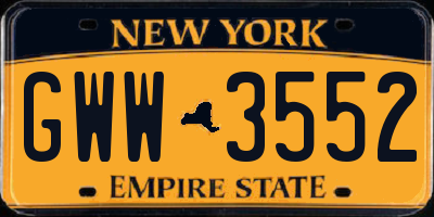 NY license plate GWW3552