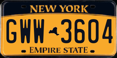NY license plate GWW3604