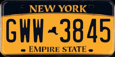 NY license plate GWW3845
