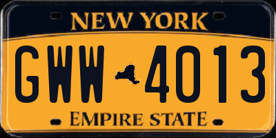 NY license plate GWW4013