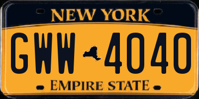 NY license plate GWW4040