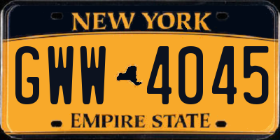 NY license plate GWW4045