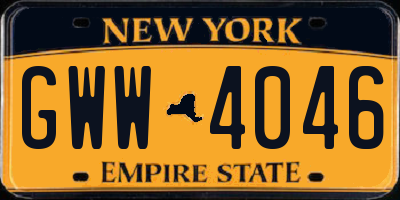 NY license plate GWW4046